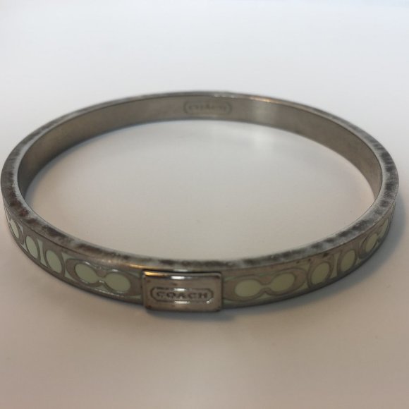 COACH Monogram Bracelet Cuff Silver/White - Picture 2 of 7